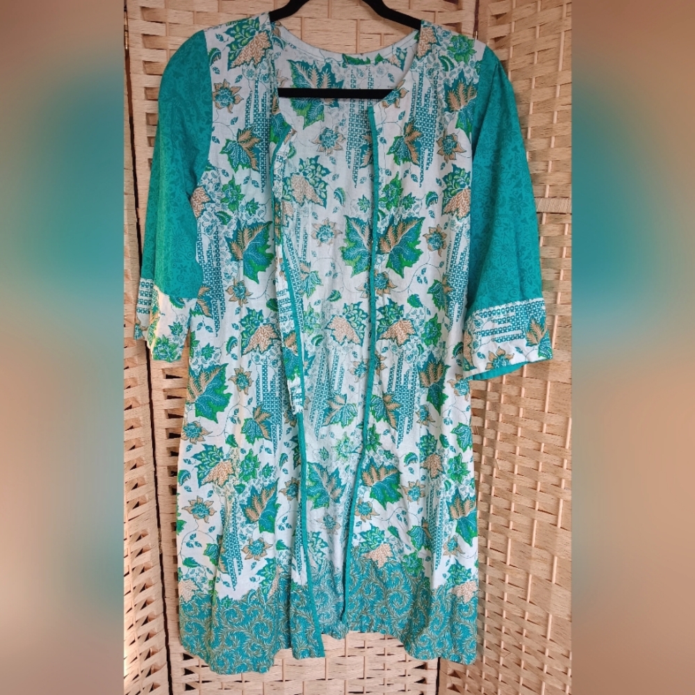 Vintage Handmade 60s 70s Duster Overcoat Medium Large Long 3/4 Sleeve Jacket